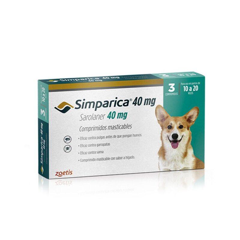 nupec farm. perro insecticida simparica 40mg 3tb 10 a 20kg Nupec SKU nu934